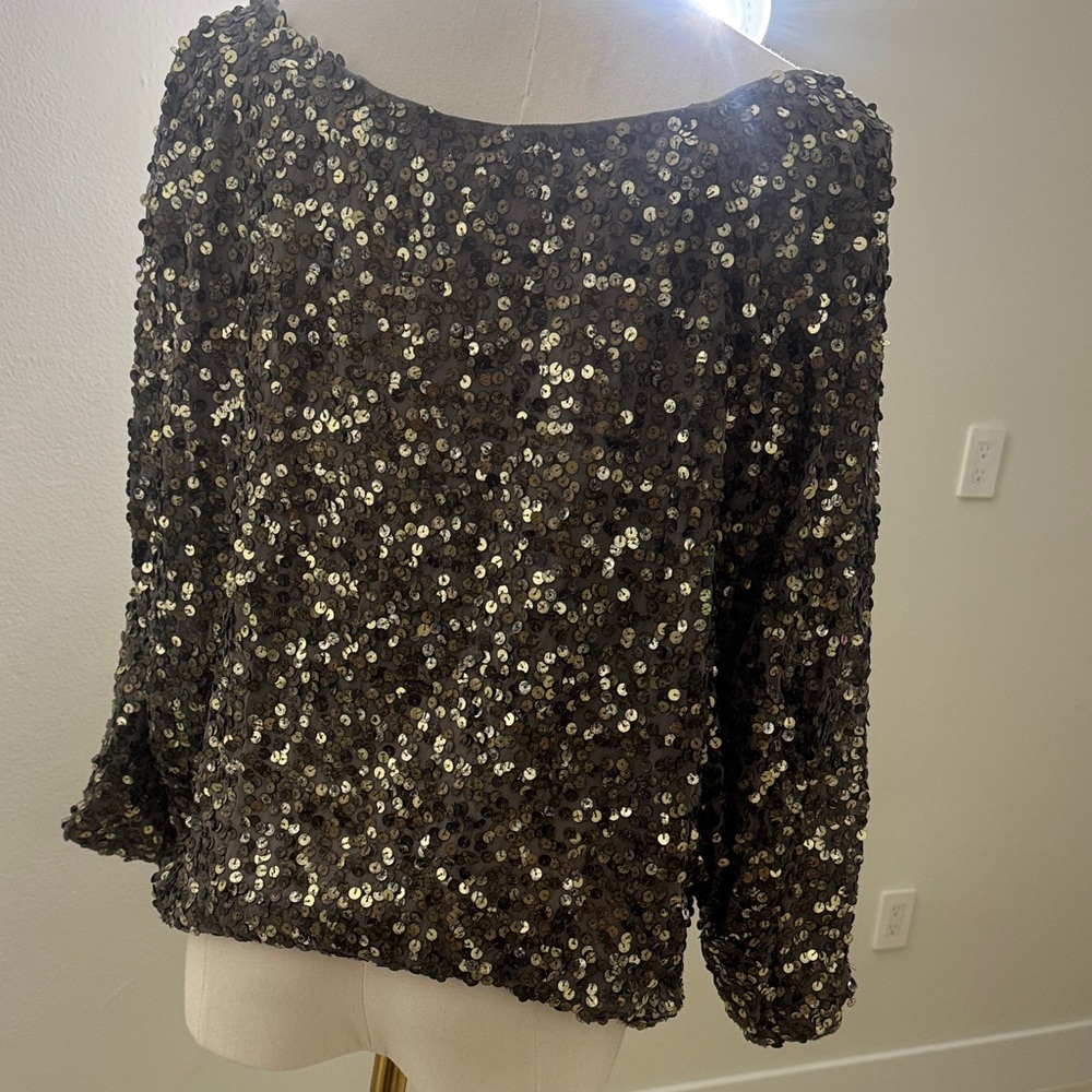 Vince Black and Silver Sequin Blouse - Picture 2 of 2